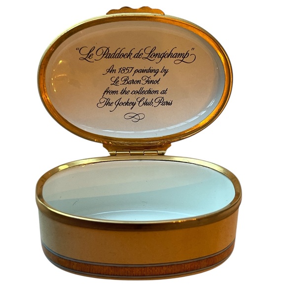 Halcyon Days Enamel Box-Le Paddock de Longchamp - Picture 2 of 5
